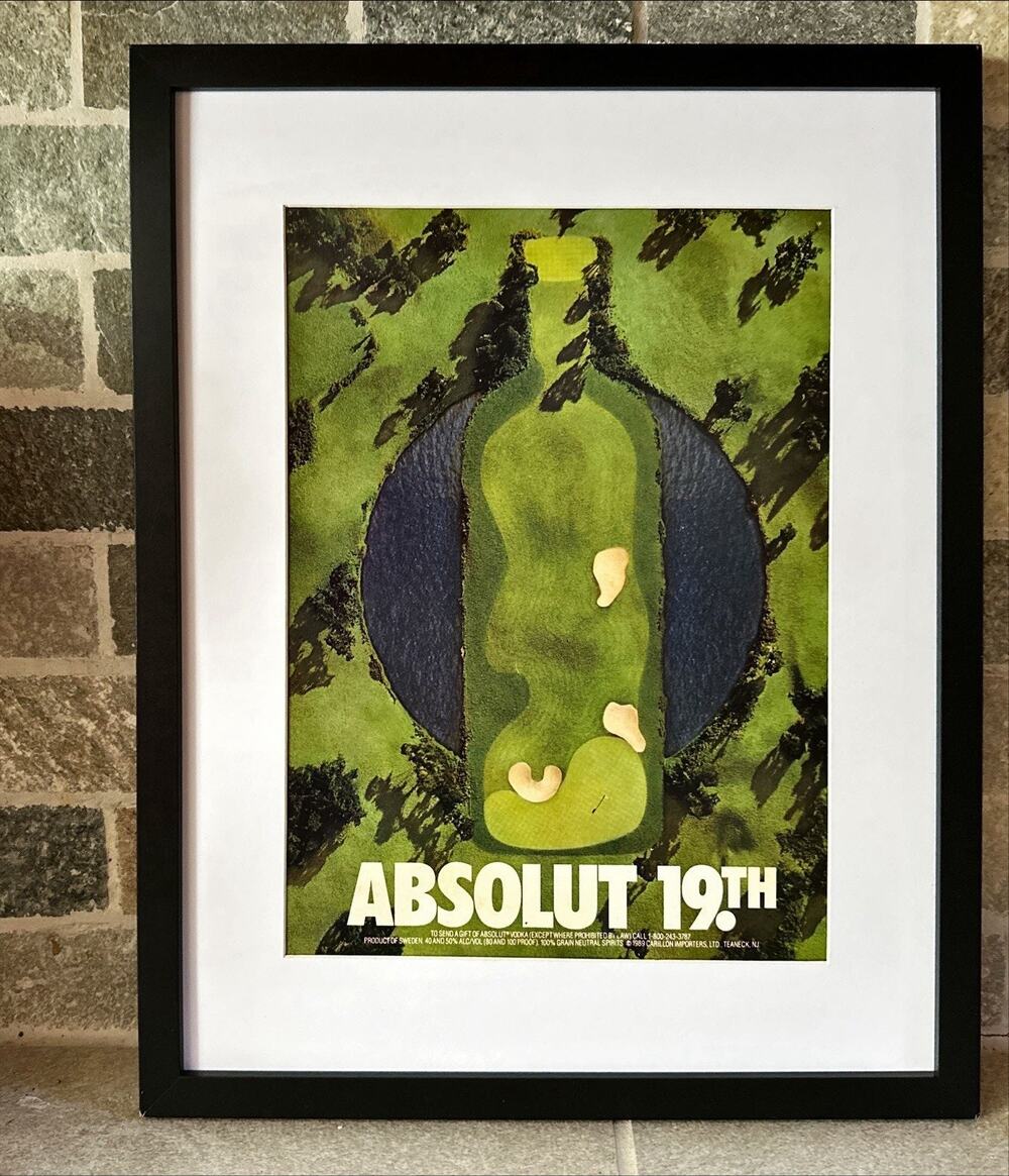 Framed ABSOLUT AD Nineteenth Hole Original Magazine Print 1994